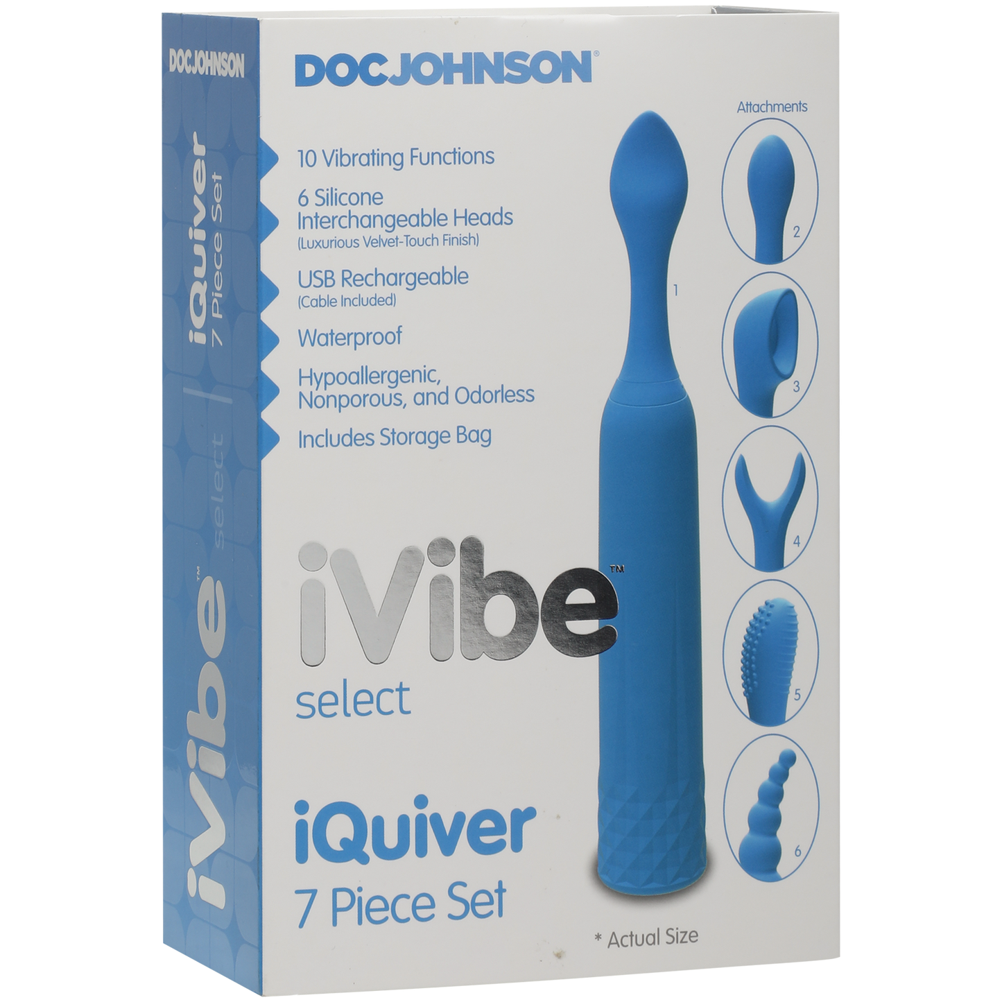 iVibe Select iQuiver 7 Piece Set Clit Vibrator - Periwinkle Blue - Thorn & Feather