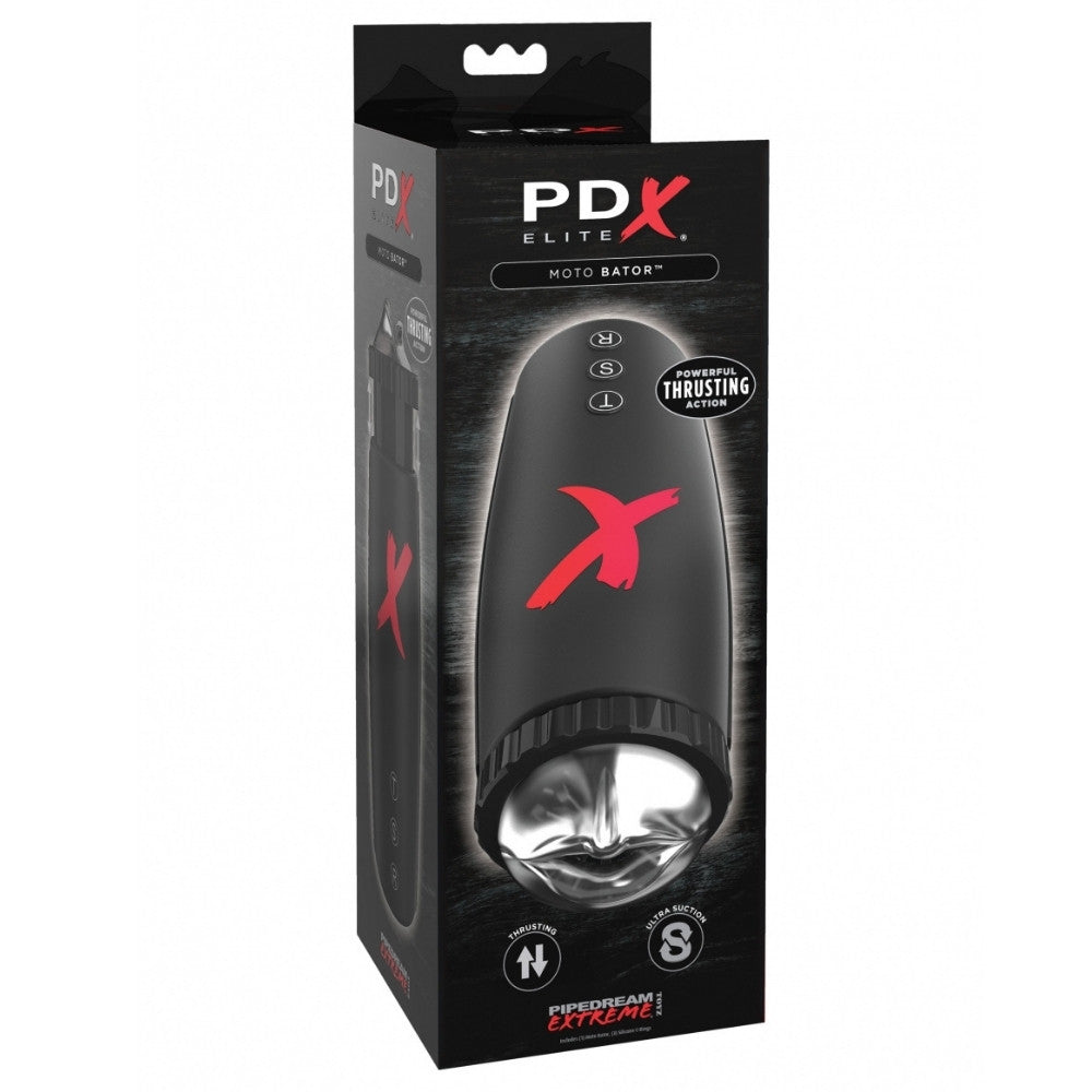 PDX Elite Moto-Bator Thrusting Masturbator - Clear/Black - Thorn & Feather