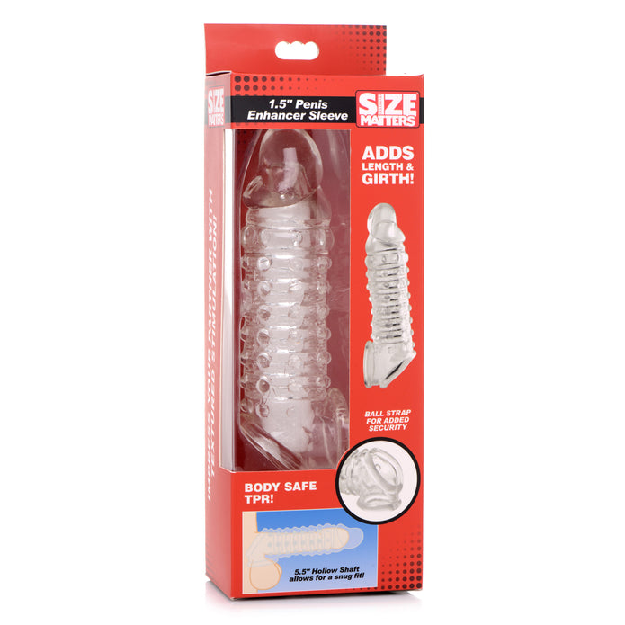 1.5 Inch Penis Enhancer Sleeve - Clear - Thorn & Feather