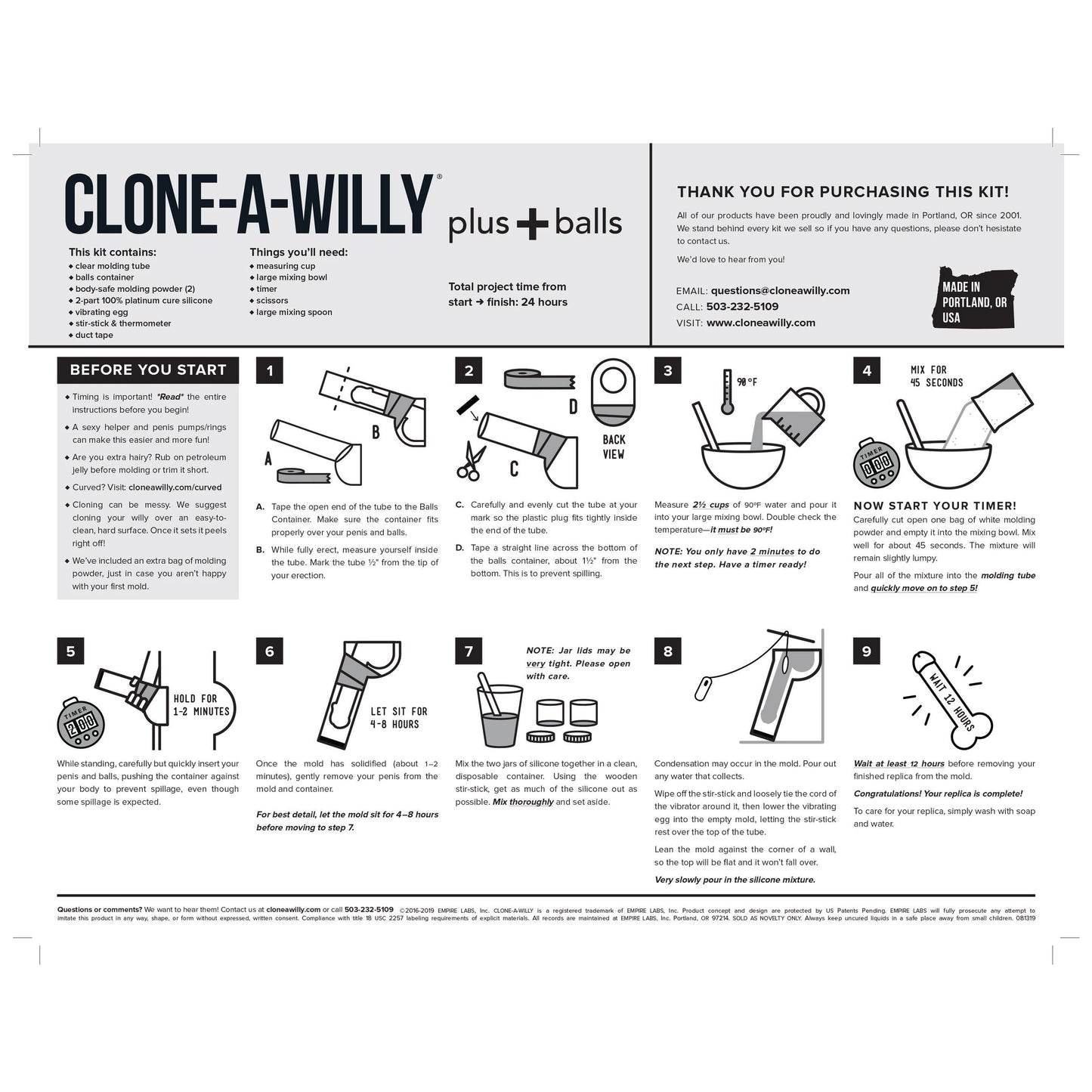 Clone a Willy DIY Vibrating Silicone Penis with Balls - Light Tone - Thorn & Feather