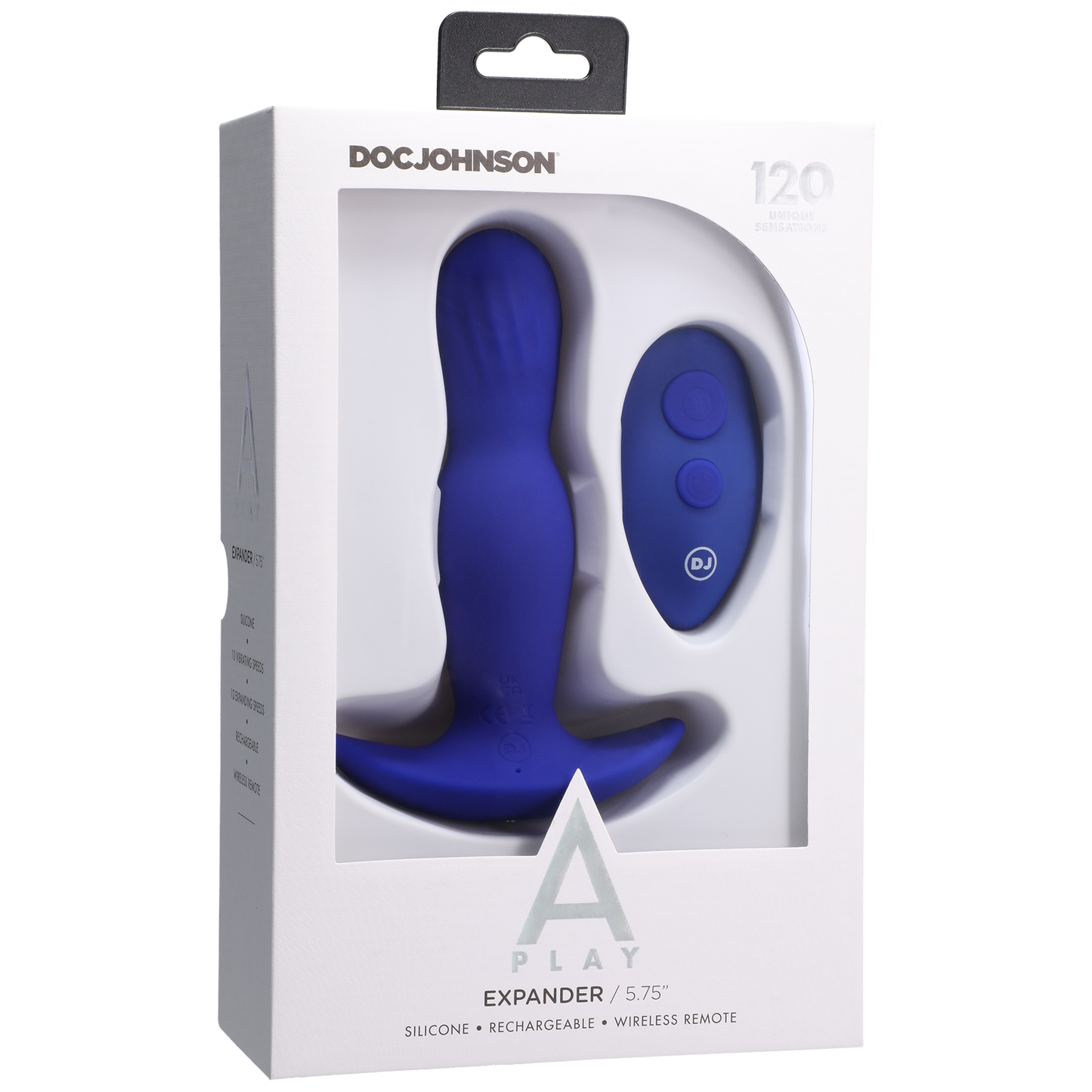 EXPANDER Rechargeable Silicone Anal Plug with Remote - Royal Blue - Thorn & Feather