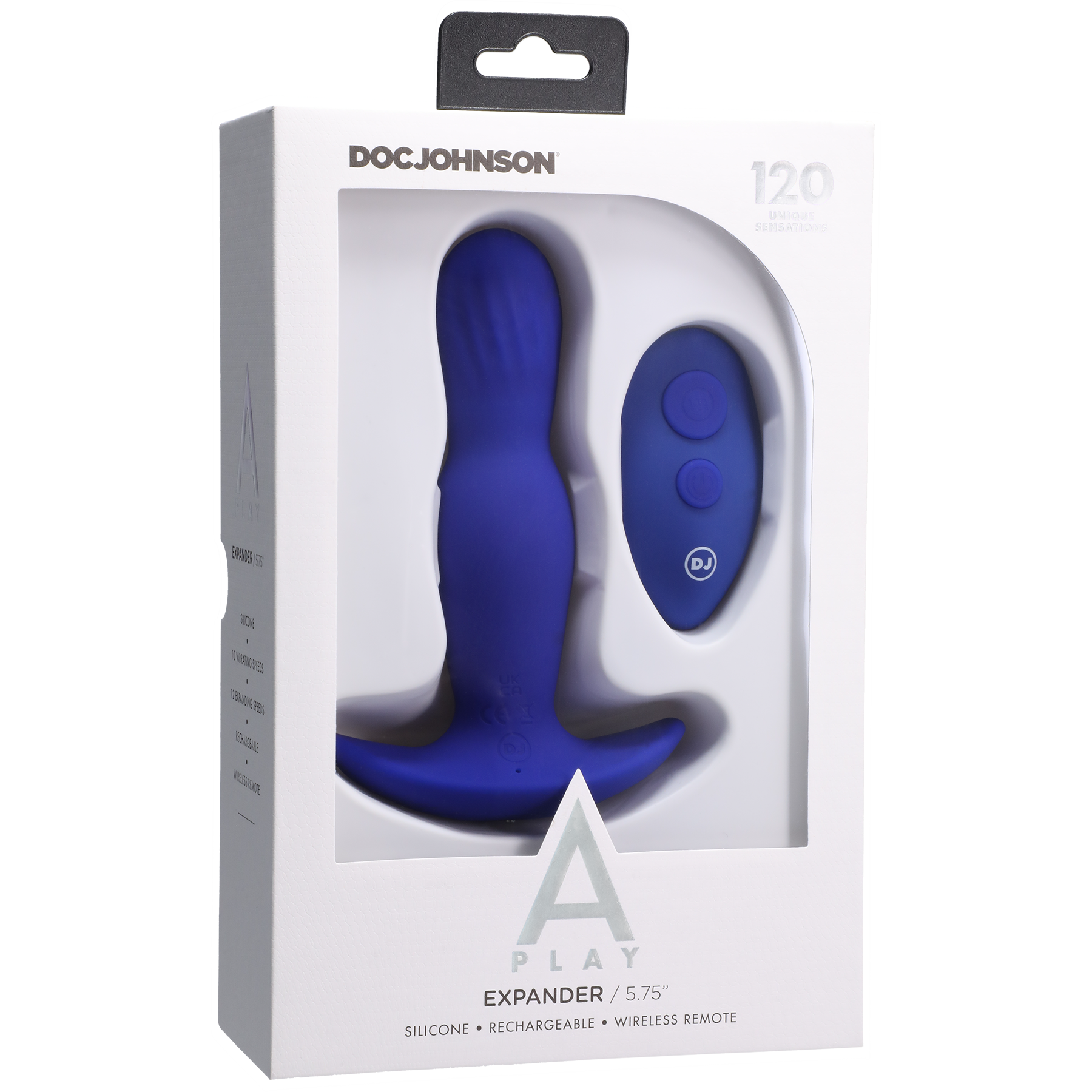 EXPANDER Rechargeable Silicone Anal Plug with Remote - Royal Blue - Thorn & Feather