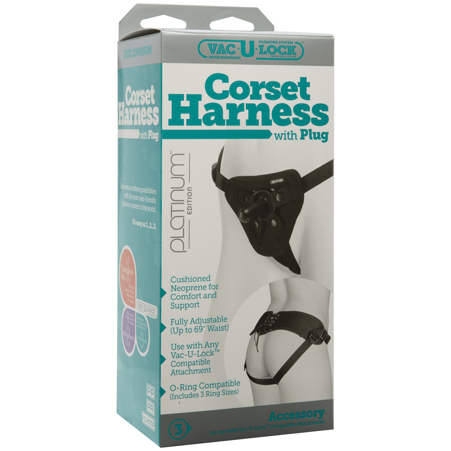 Vac-U-Lock Platinum Edition Corset Harness - Black - Thorn & Feather