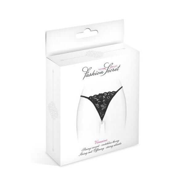 Venusina Thong w Pearls Black - Thorn & Feather