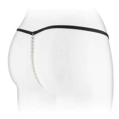 Venusina Thong w Pearls Black - Thorn & Feather