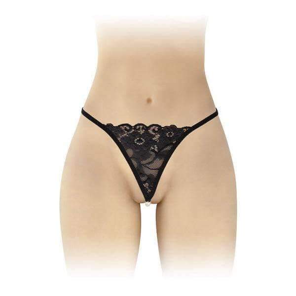 Venusina Thong w Pearls Black - Thorn & Feather