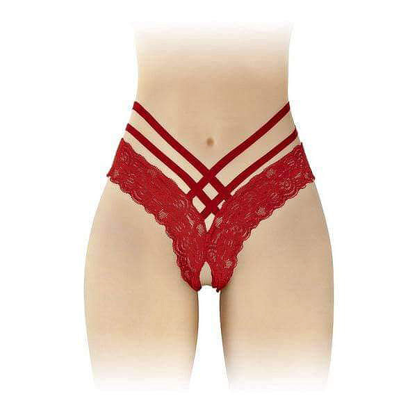 Anne Crotchless Thong Red - Thorn & Feather