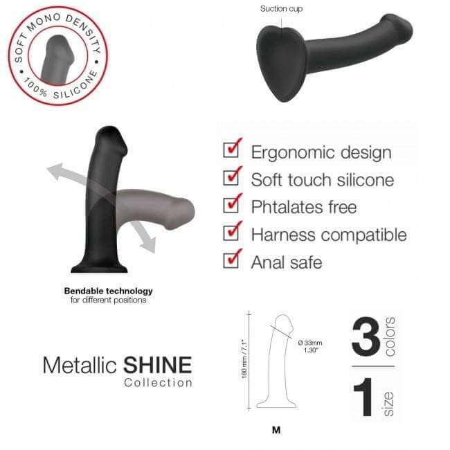 Strap On Me Mono Density Metallic Shine Dildo - M - Thorn & Feather