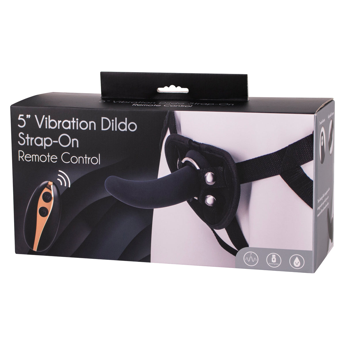 5” Vibrating Strap-On & Harness - Black