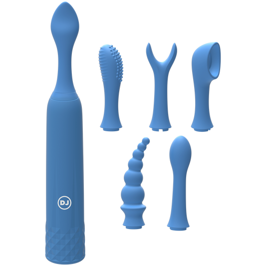 iVibe Select iQuiver 7 Piece Set Clit Vibrator - Periwinkle Blue - Thorn & Feather