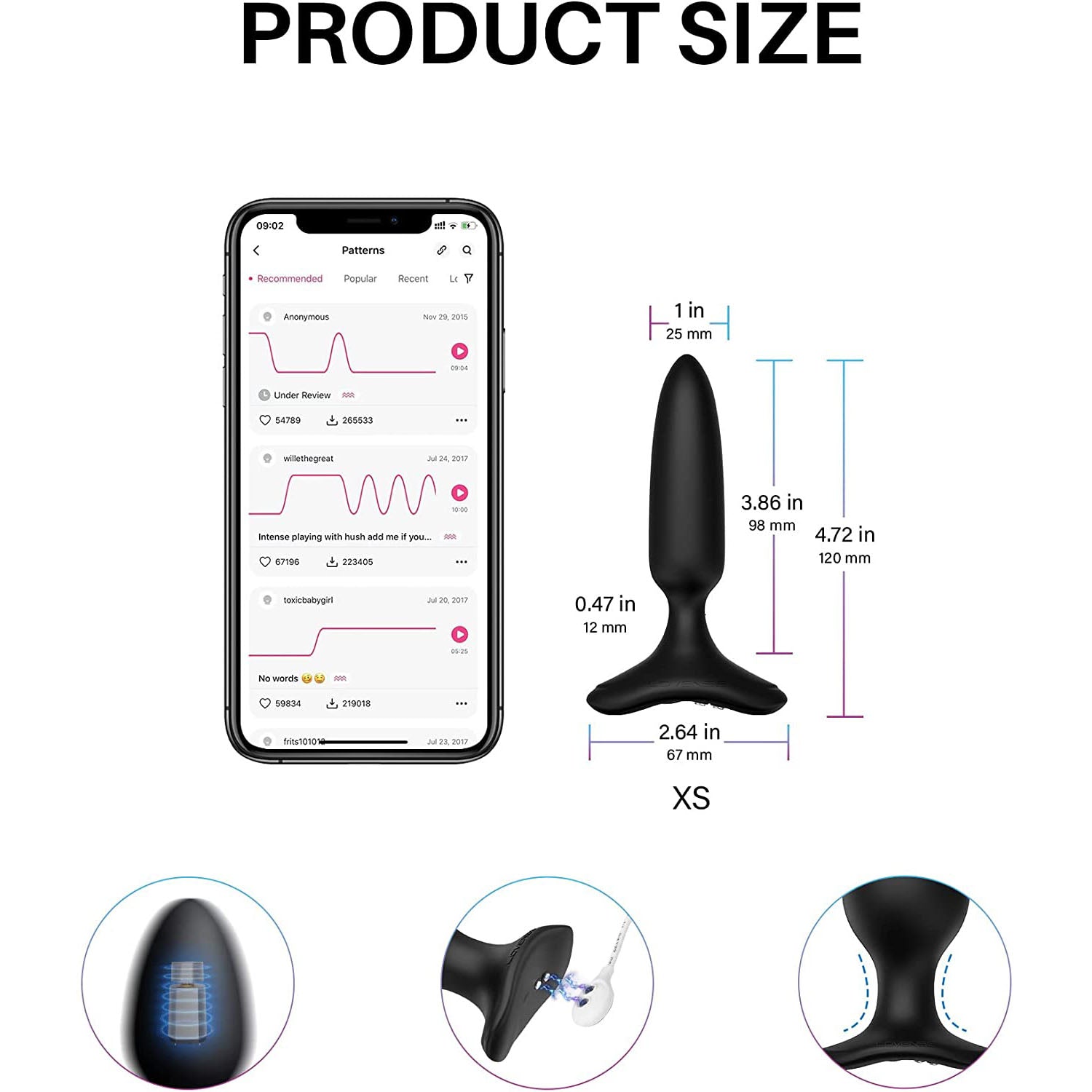 Lovense Hush 2 App-controlled Vibrating Butt Plug - 1 Inch THORN FEATHER Lovense Hush 2 App-controlled Vibrating Butt Plug - 1 Inch THORN FEATHER