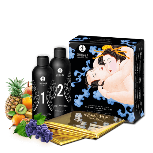 Shunga Oriental Body Slide Erotic Body-to-Body Massage Gel + Sheet - Thorn & Feather