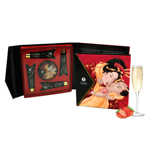 Shunga Luxury Gift Sets Geisha's Secrets - Sparkling Strawberry Wine - Thorn & Feather