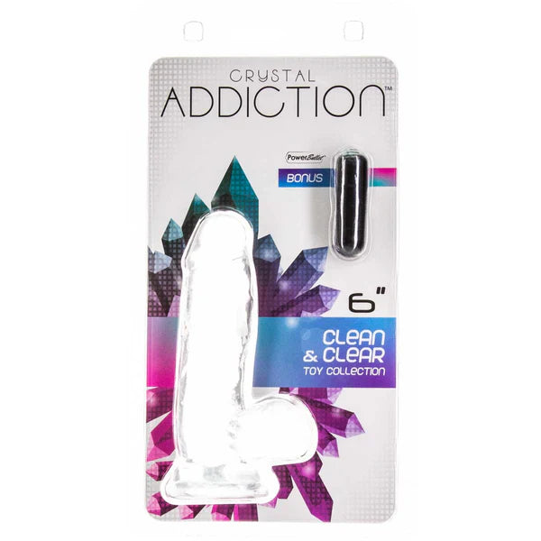 Addiction Crystal 6" Clear Dildo with Balls