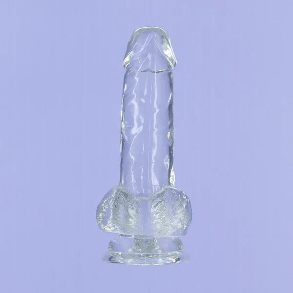 Addiction Crystal 6" Clear Dildo with Balls