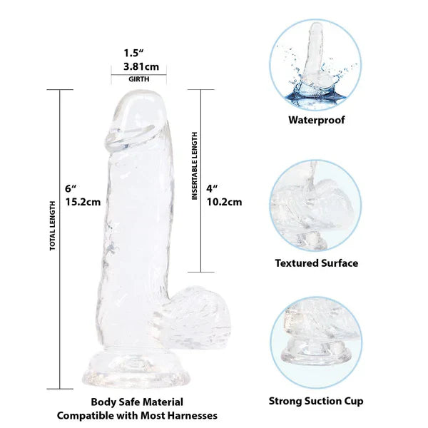 Addiction Crystal 6" Clear Dildo with Balls