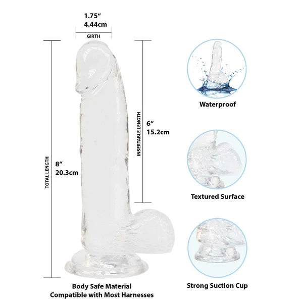 Addiction Crystal 8" Clear Dildo with Balls