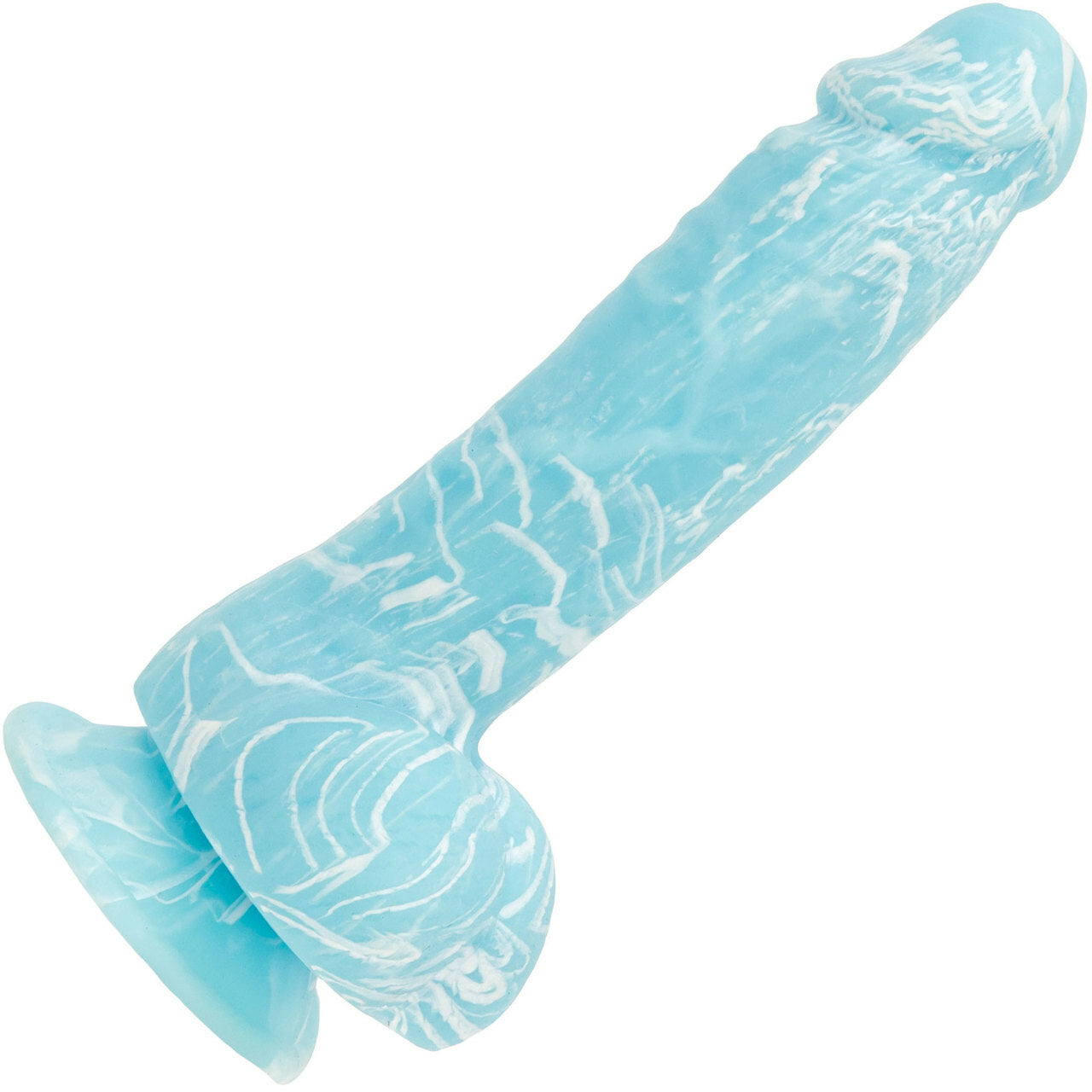 Addiction Luke 7.5" Glow-in-the-Dark Dildo With Balls - Blue - Thorn & Feather