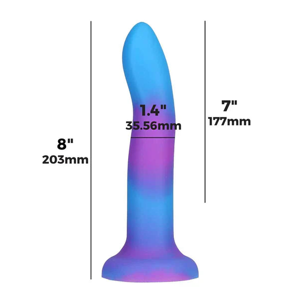 Rave by Addiction - 8" Glow in the Dark Dildo - Blue Purple