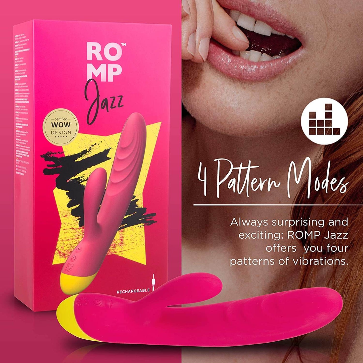 Romp Jazz Rabbit Vibrator - Fuchsia - Thorn & Feather