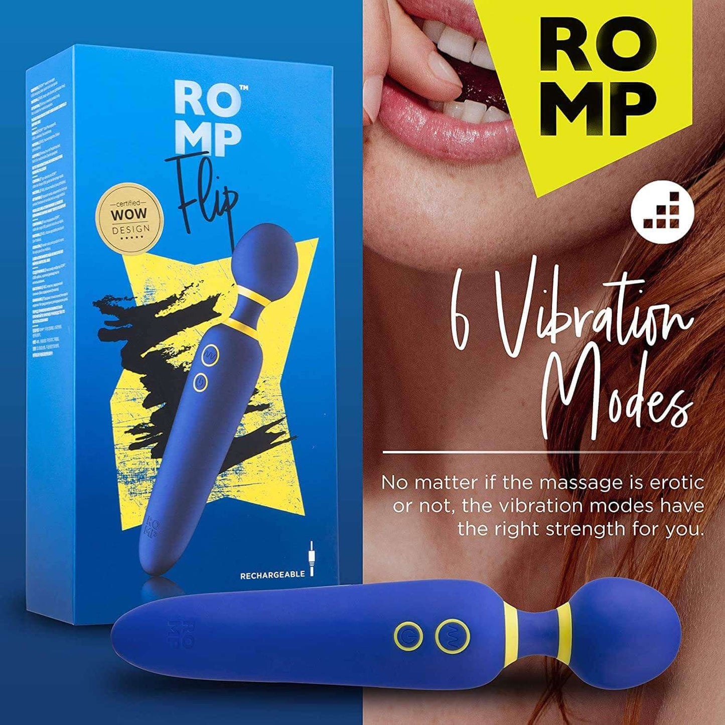 Romp Flip Wand Massager - Blue - Thorn & Feather