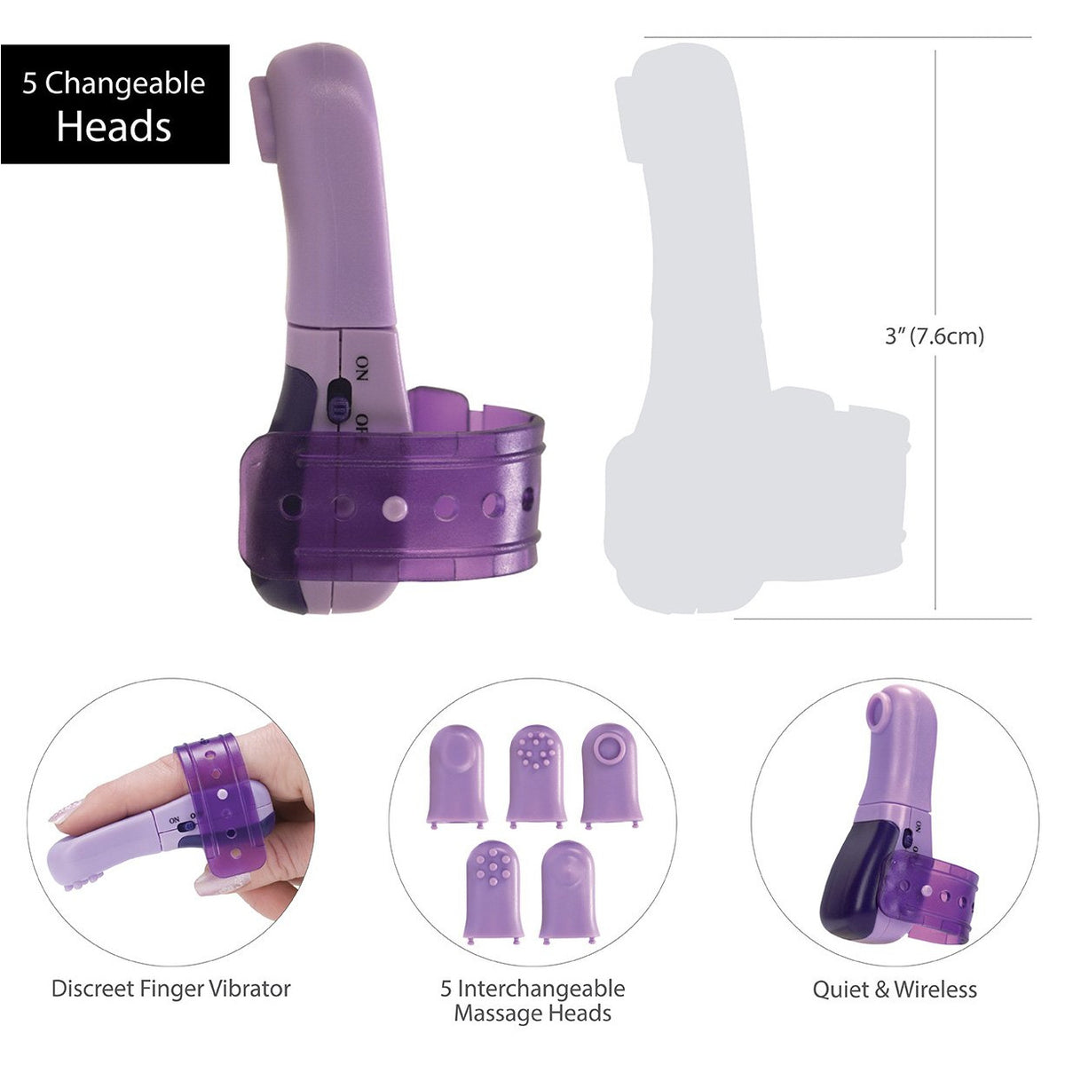 Turbo Finger 5 In 1 Massager - Purple - Thorn & Feather