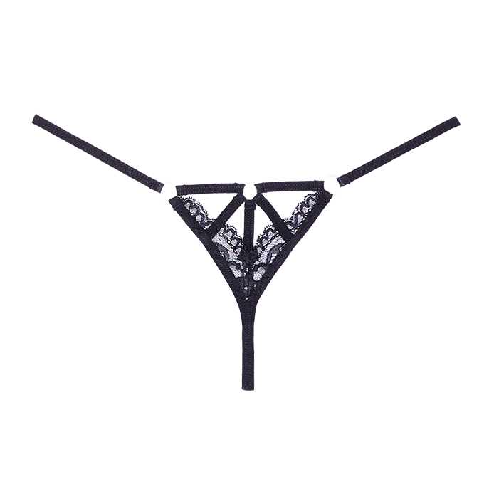 Do Not Disturb Lace Thong - Black