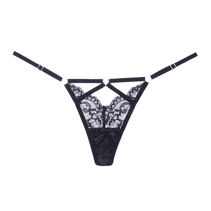 Do Not Disturb Lace Thong - Black