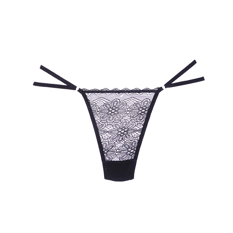 Good Girl Lace & Mesh Thong - Black