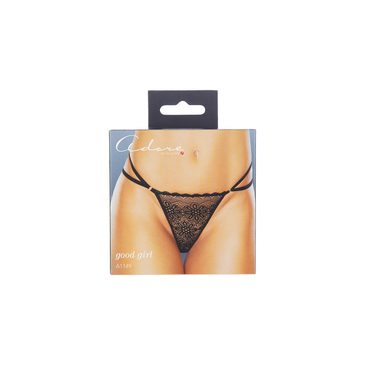 Good Girl Lace & Mesh Thong - Black