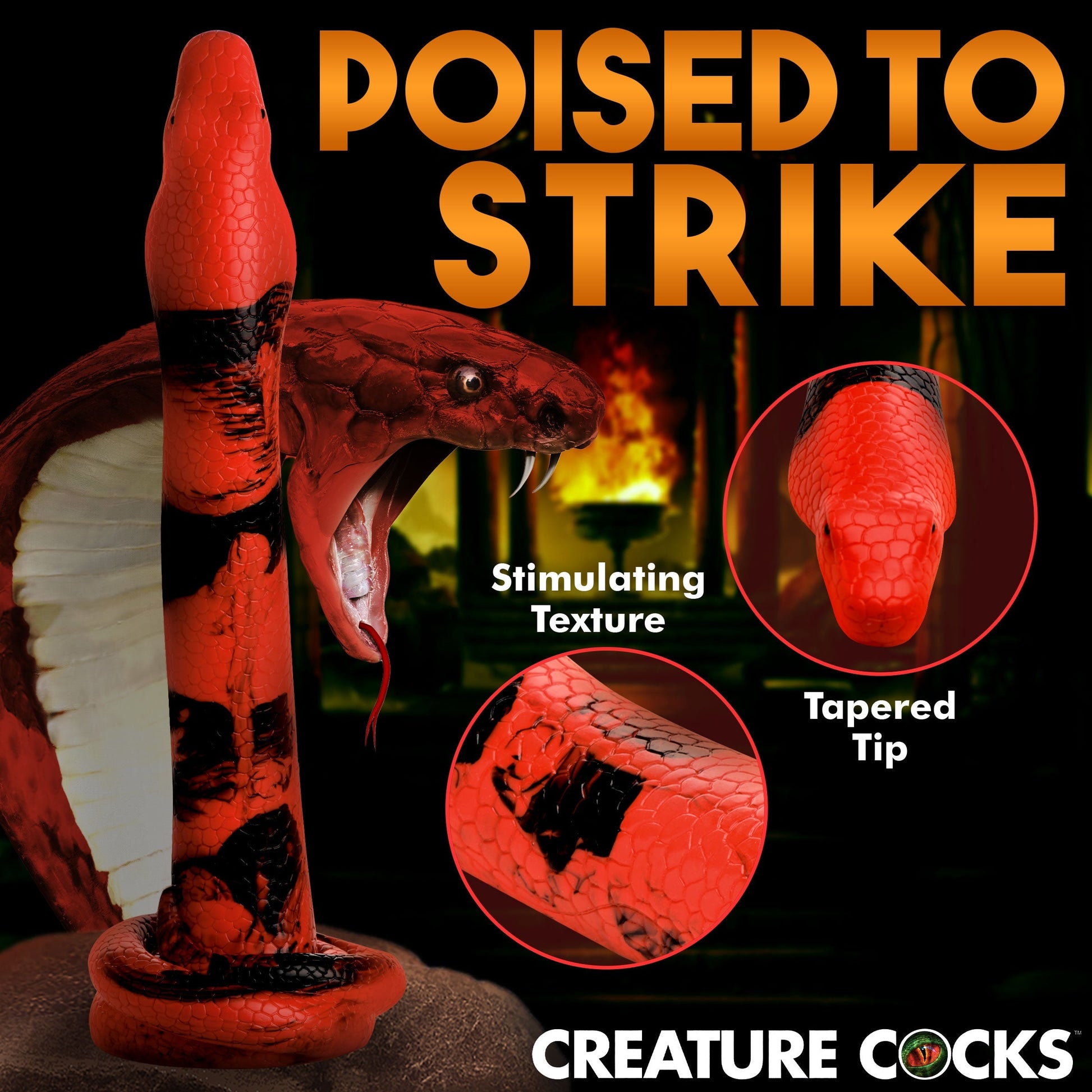 King Cobra Large 14" Long Silicone Creature Dildo - Thorn & Feather