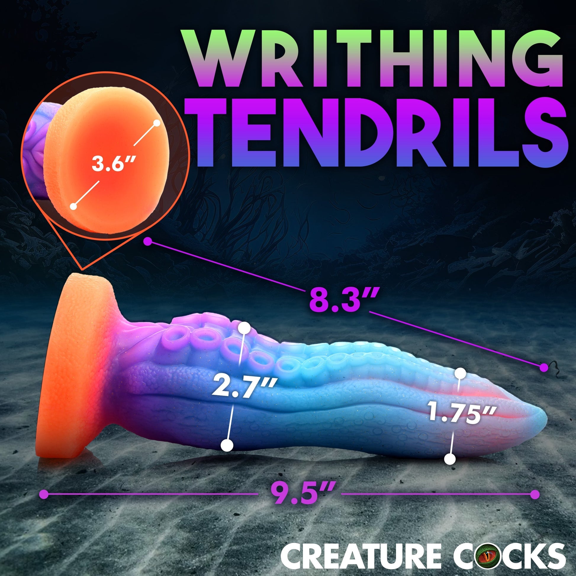 Tenta-Cock Glow-in-the-Dark Silicone Creature Dildo - Thorn & Feather