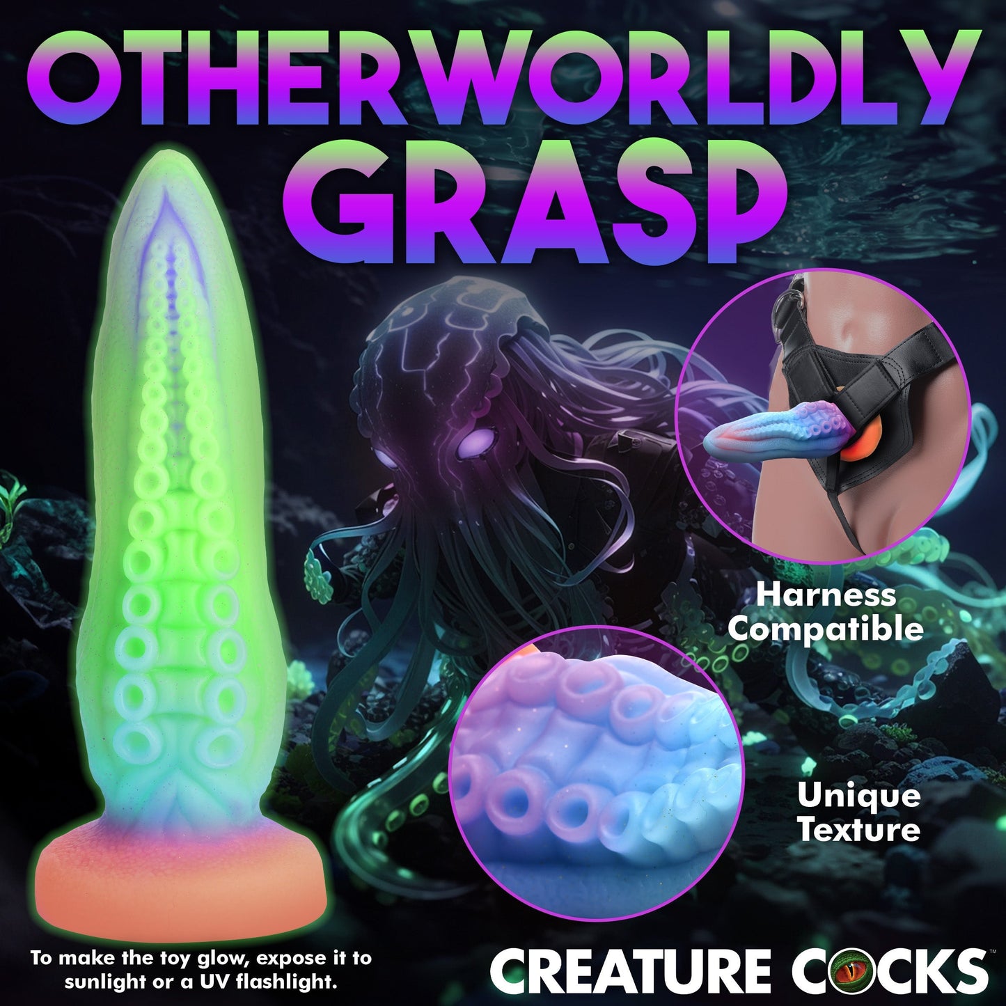 Tenta-Cock Glow-in-the-Dark Silicone Creature Dildo - Thorn & Feather