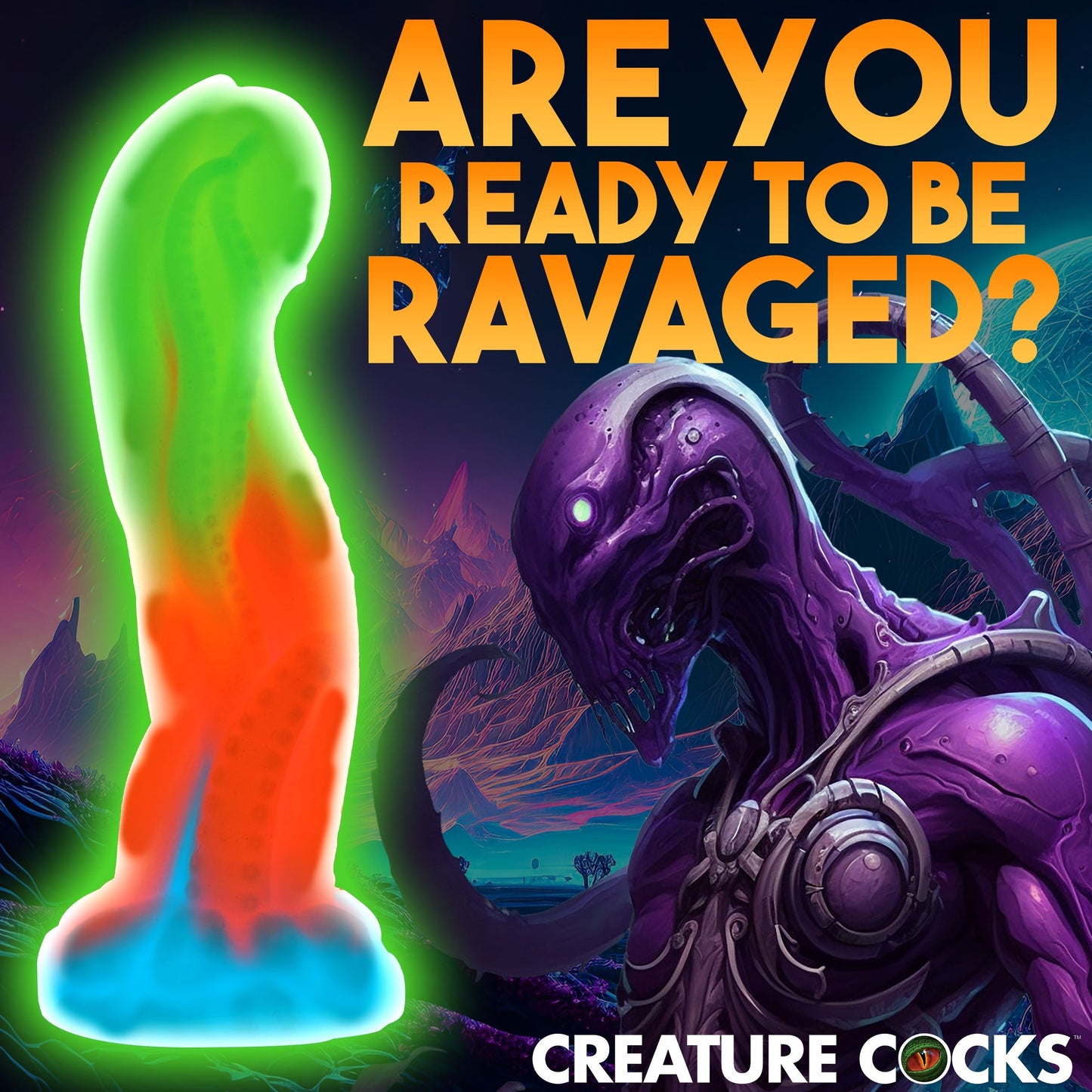 Tenta-Glow Glow-In-The-Dark Silicone Creature Dildo