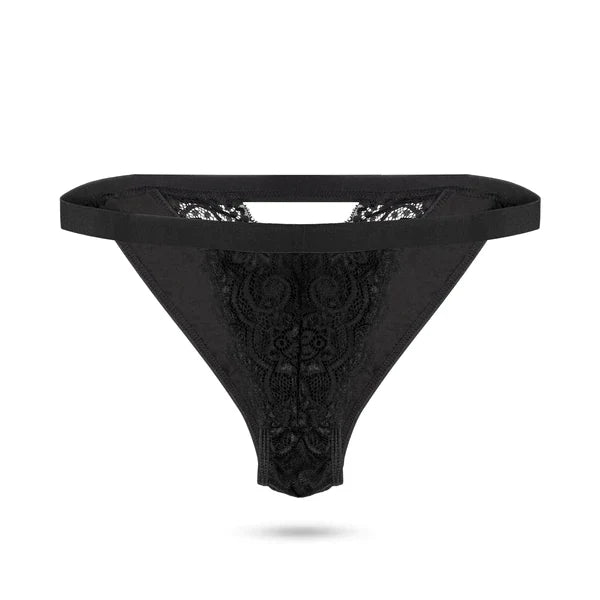 Pantyrebel Remote Control Vibrating Tanga - Black, One Size - Thorn & Feather