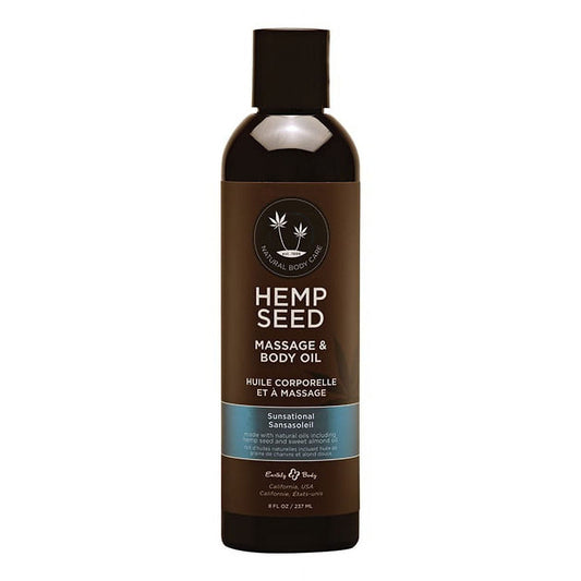 Earthly Body Hemp Seed Massage Oil - Sunsational, 8oz/237ml