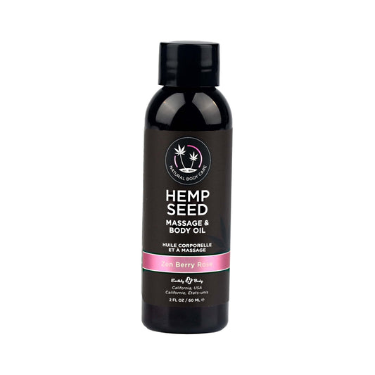 Earthly Body Hemp Seed Massage Oil - Zen Berry Rose, 2oz/60ml