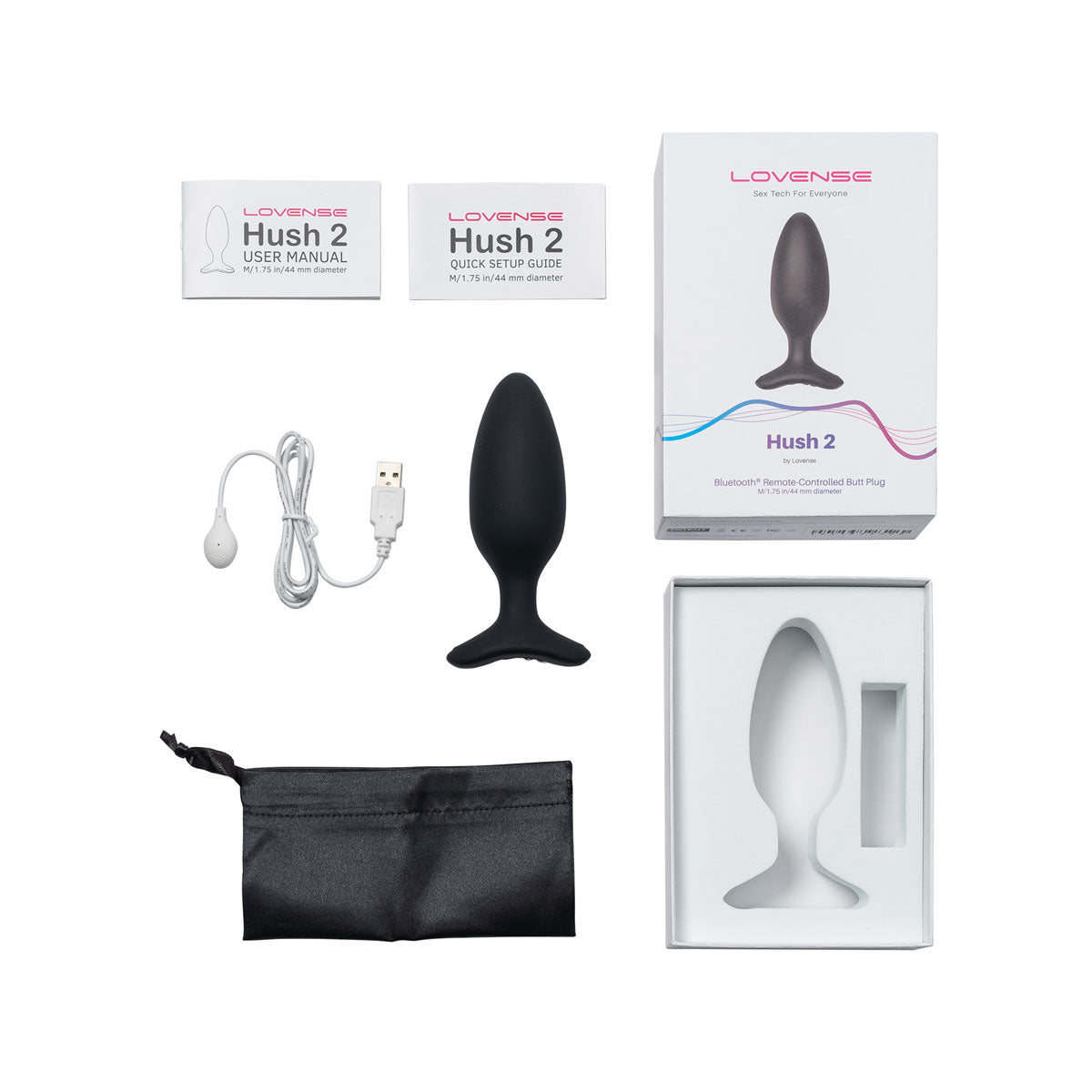 Lovense Hush 2 App-controlled Vibrating Butt Plug - 1.75 Inch - Thorn & Feather