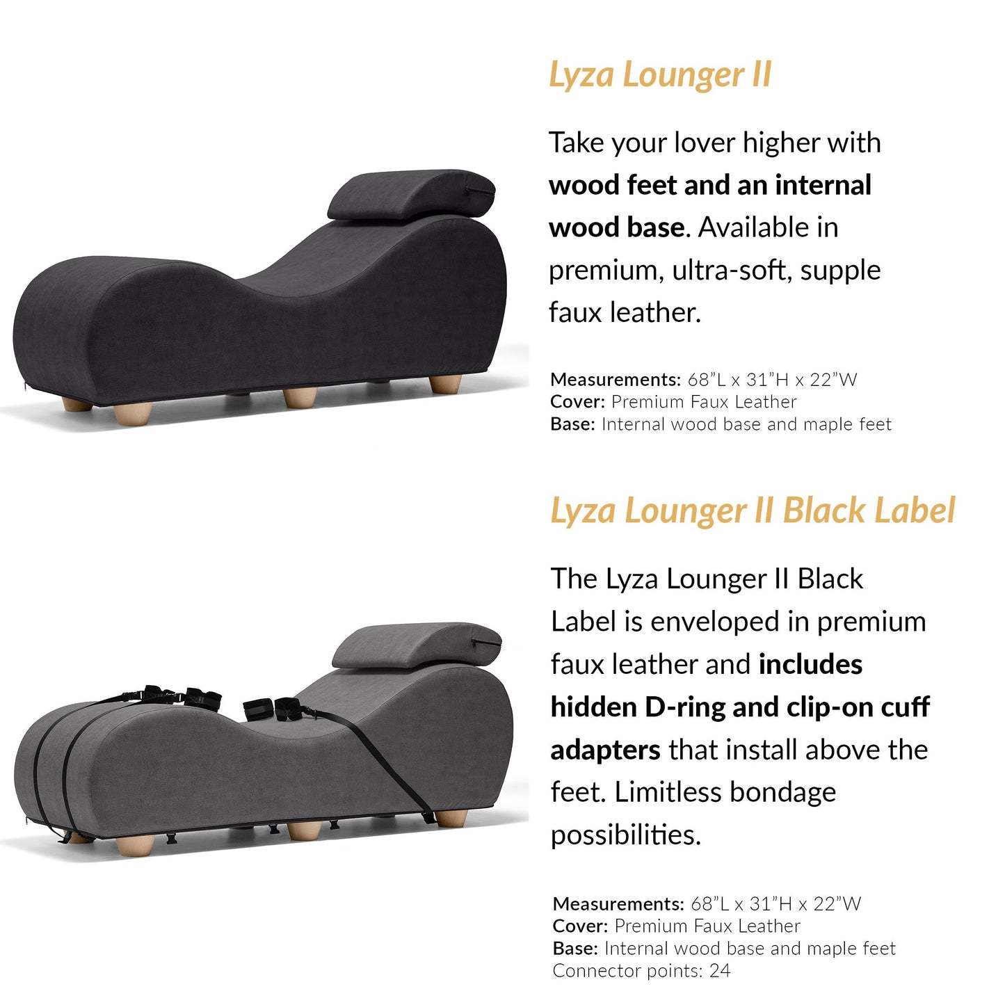 Liberator Lyza Lounger II Sensual Chair - Black Label - Thorn & Feather