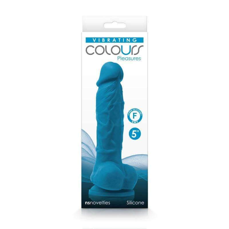 Colours Pleasures Vibrating 5" Silicone Dildo - Blue - Thorn & Feather