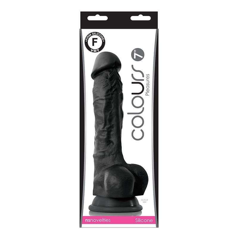 Colours Pleasures 7" Silicone Dildo - Black - Thorn & Feather