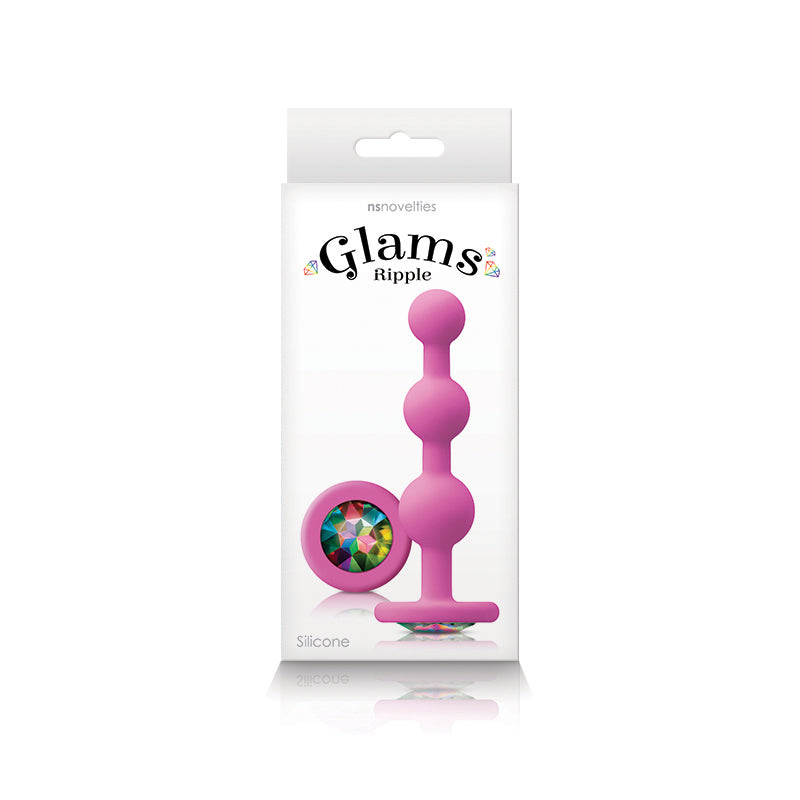 Glams Ripple Rainbow Gem Anal Beads - Pink - Thorn & Feather