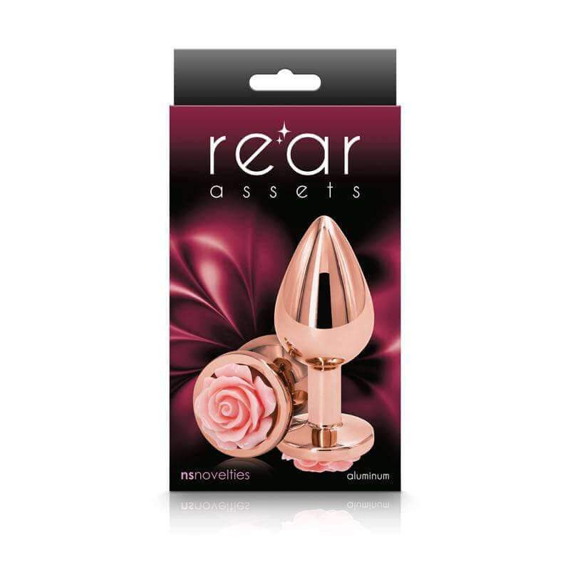 Rear Assets Rose Butt Plug - Medium, Pink - Thorn & Feather