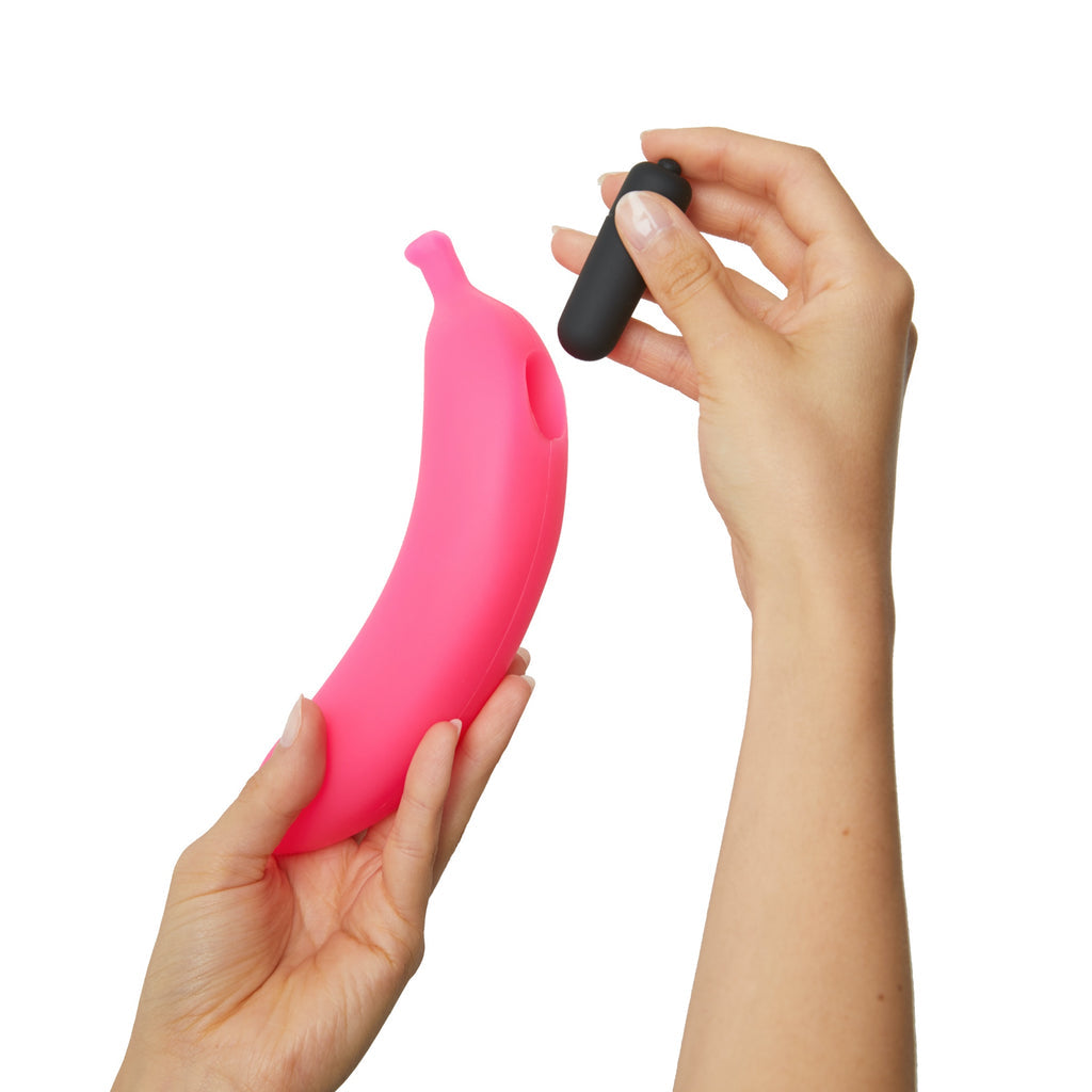 Oh Oui Banana Vibrating Dildo In Banana Bag - Danger Pink - Thorn & Feather