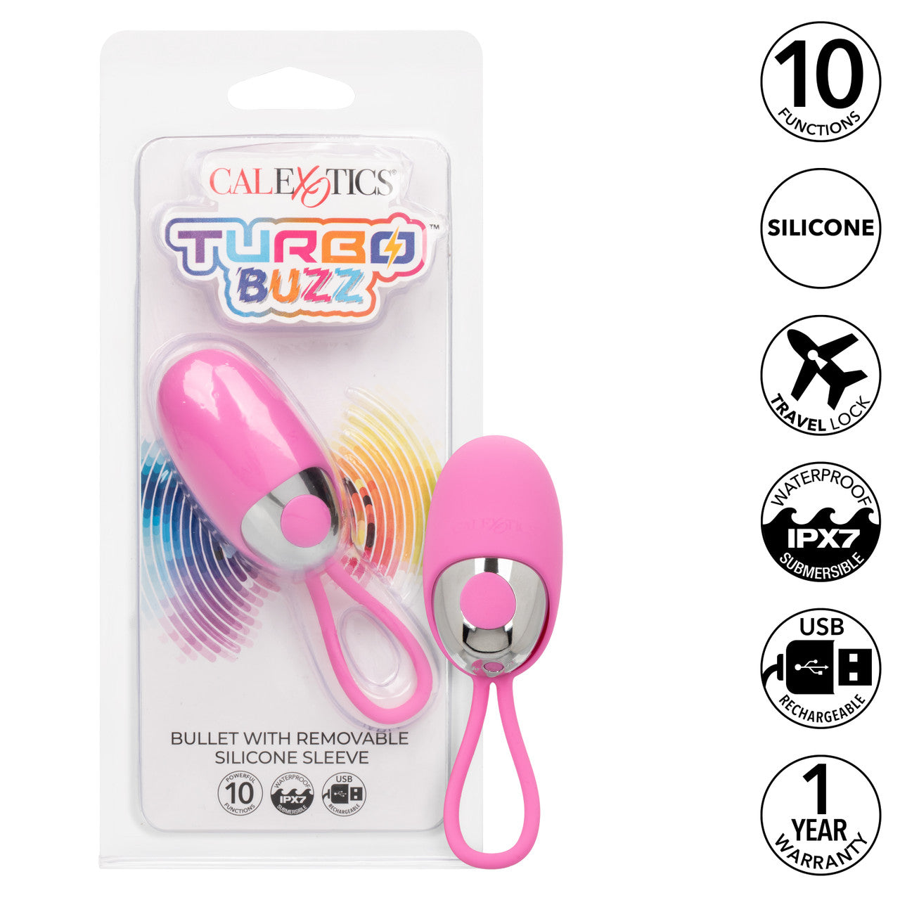 Turbo Buzz Bullet with Removable Silicone Sleeve - Pink