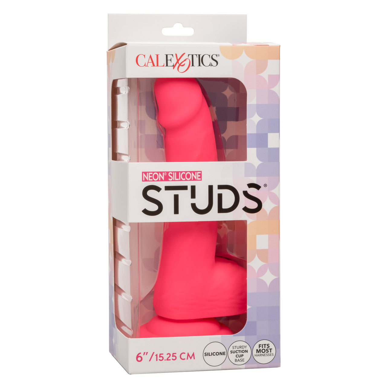 Neon Silicone Studs Realistic Dildo - 6"/15.25 cm, Pink