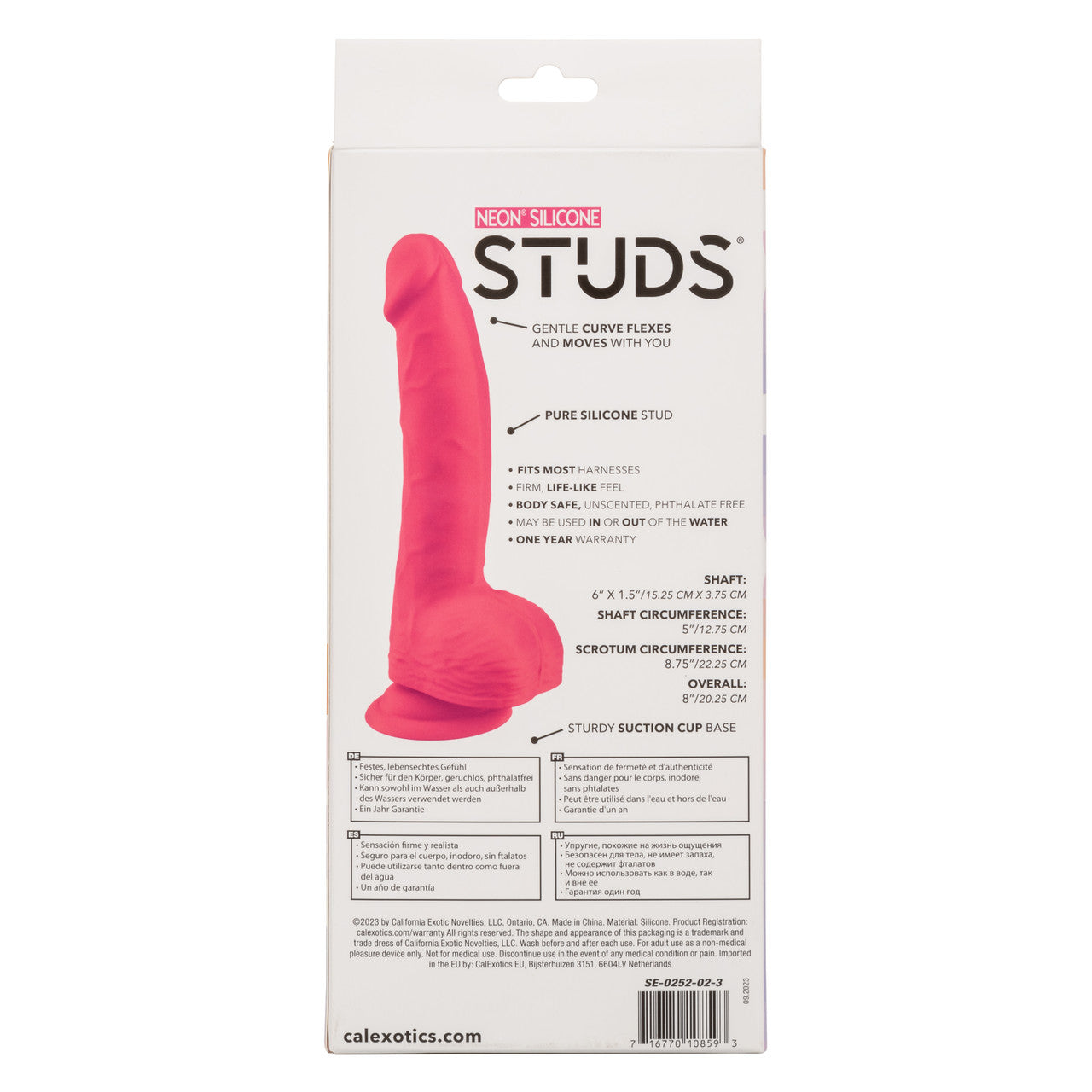 Neon Silicone Studs Realistic Dildo - 6"/15.25 cm, Pink