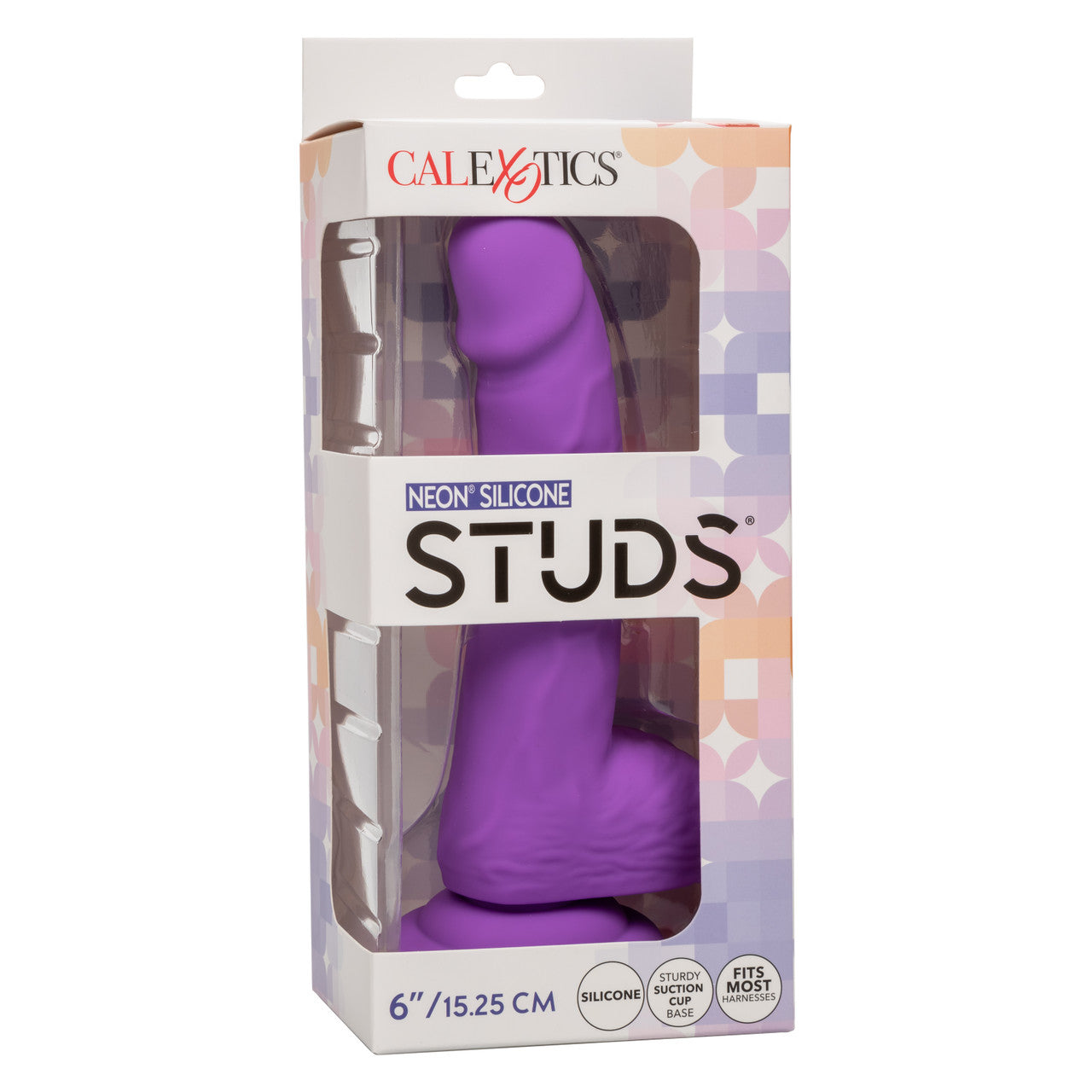 Neon Silicone Studs Realistic Dildo - 6"/15.25 cm, Purple