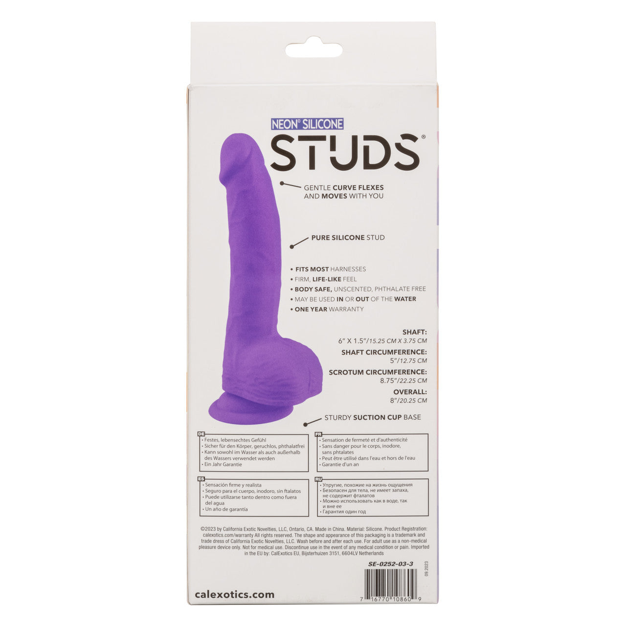 Neon Silicone Studs Realistic Dildo - 6"/15.25 cm, Purple