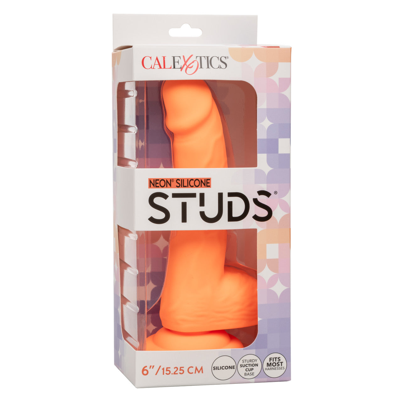 Neon Silicone Studs Realistic Dildo - 6"/15.25 cm, Orange